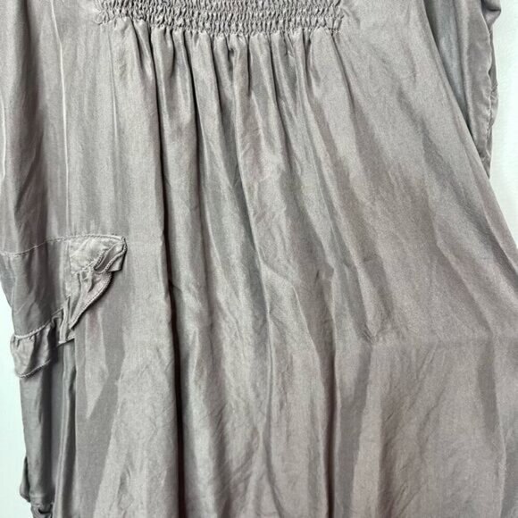 Ilse Jacobsen Hornbaek Women's Ruffle V-Neck Sleeveless Silk Dress Gray Size 38 - Picture 4 of 10